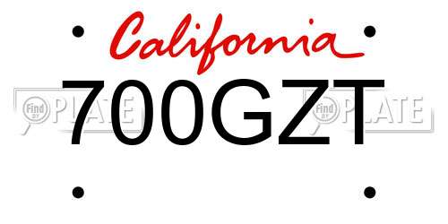 700GZT California License Plate