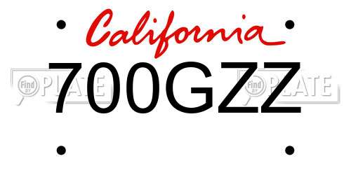 700GZZ California License Plate