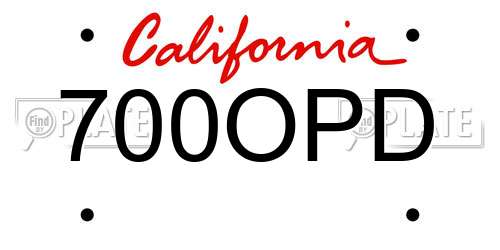 700OPD California License Plate