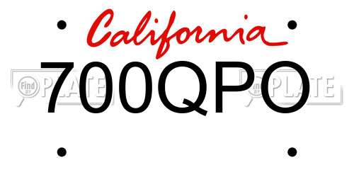 700QPO California License Plate