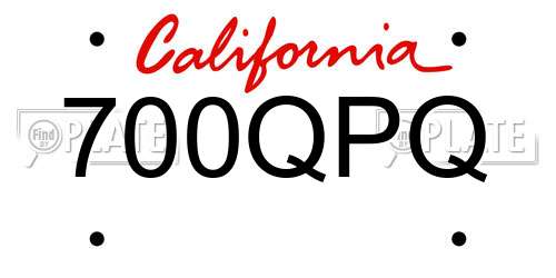 700QPQ California License Plate
