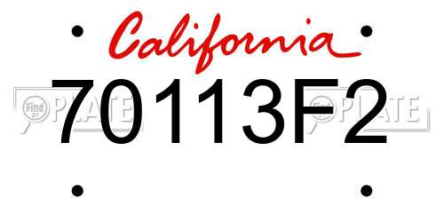 70113F2 California License Plate