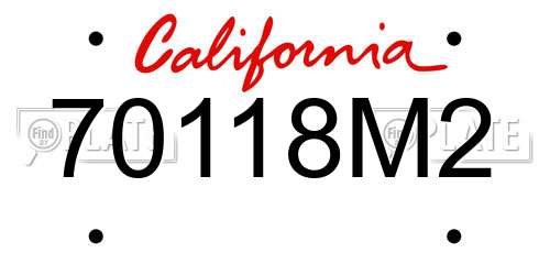 70118M2 California License Plate
