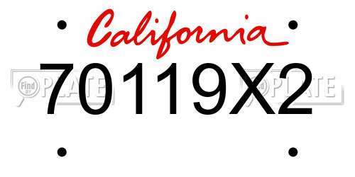 70119X2 California License Plate