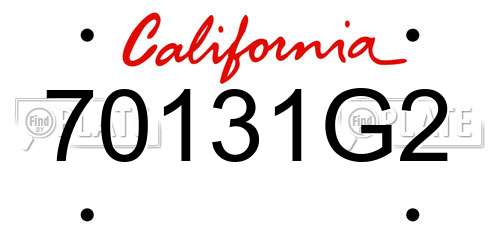 70131G2 California License Plate