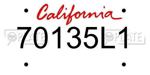 70135L1 California License Plate