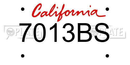7013BS California License Plate