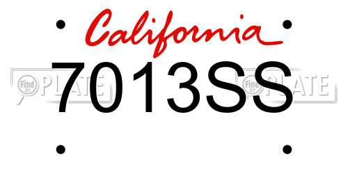 7013SS California License Plate