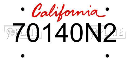 70140N2 California License Plate