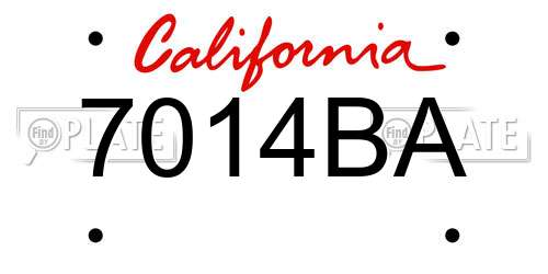 7014BA California License Plate