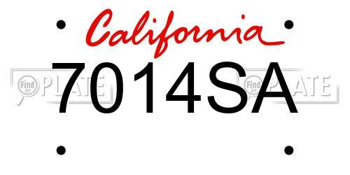 7014SA California License Plate