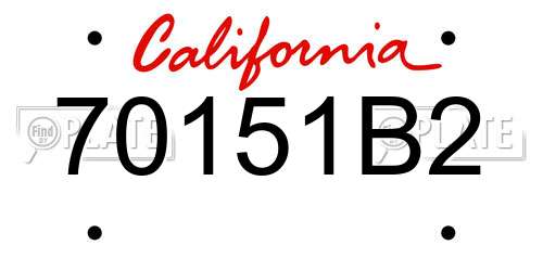 70151B2 California License Plate