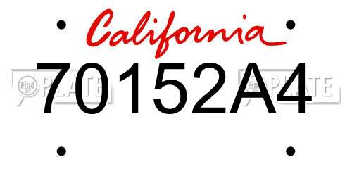 70152A4 California License Plate