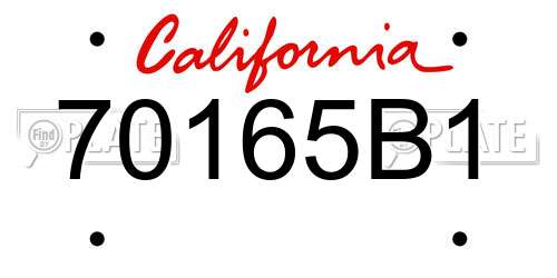 70165B1 California License Plate