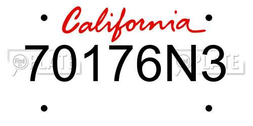 70176N3 California License Plate