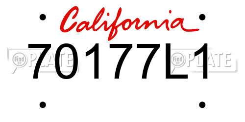 70177L1 California License Plate