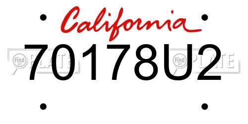 70178U2 California License Plate