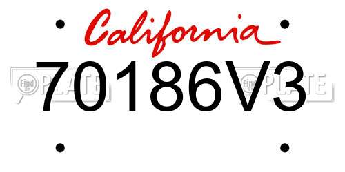 70186V3 California License Plate