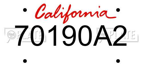 70190A2 California License Plate
