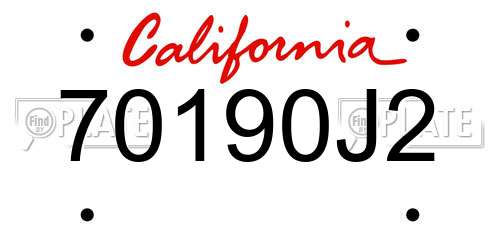 70190J2 California License Plate