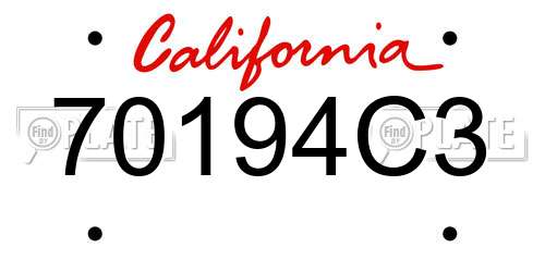 70194C3 California License Plate