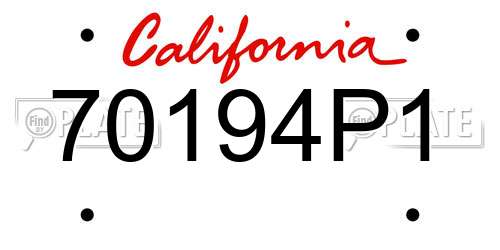 70194P1 California License Plate