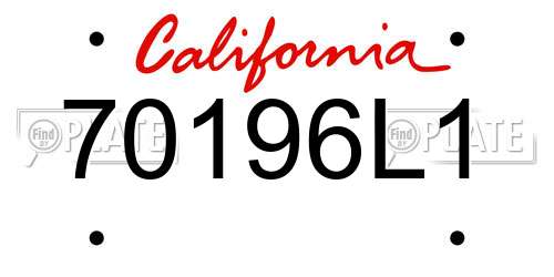 70196L1 California License Plate