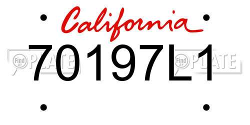 70197L1 California License Plate
