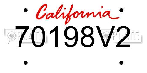 70198V2 California License Plate