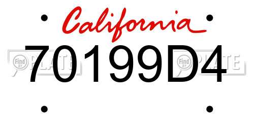 70199D4 California License Plate