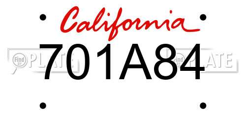 701A84 California License Plate