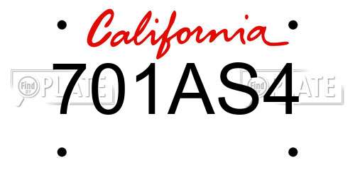 701AS4 California License Plate