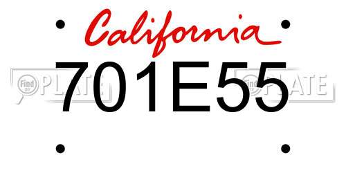 701E55 California License Plate