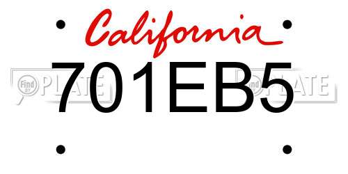 701EB5 California License Plate
