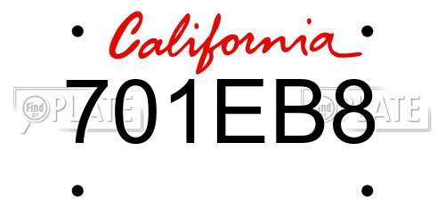 701EB8 California License Plate