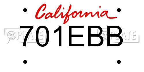 701EBB California License Plate