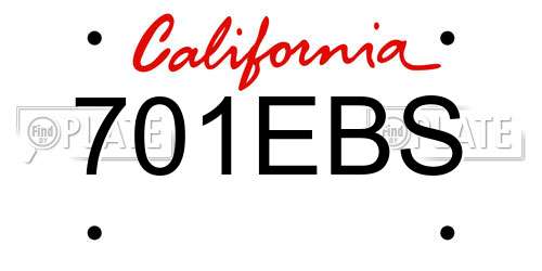 701EBS California License Plate