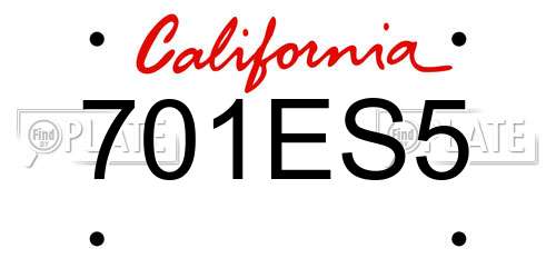 701ES5 California License Plate