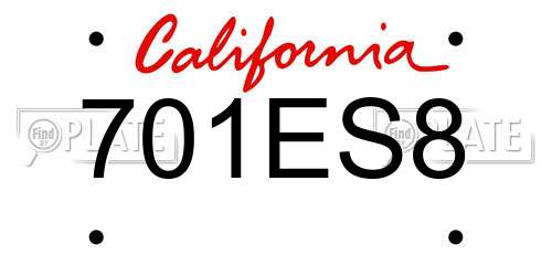 701ES8 California License Plate