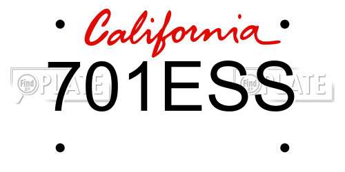 701ESS California License Plate