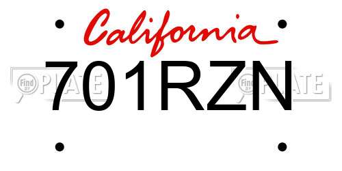 701RZN California License Plate
