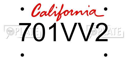 701VV2 California License Plate