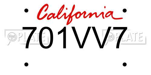 701VV7 California License Plate