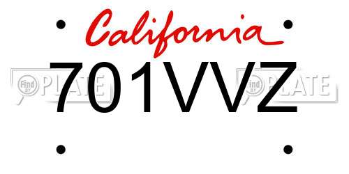 701VVZ California License Plate