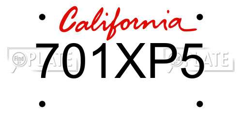 701XP5 California License Plate