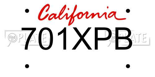 701XPB California License Plate