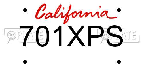 701XPS California License Plate