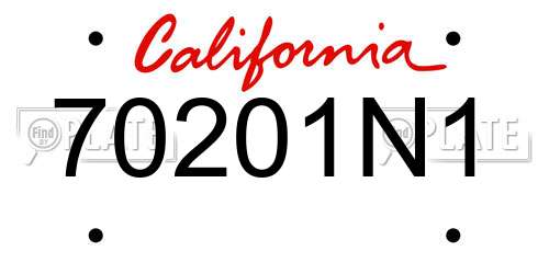 70201N1 California License Plate