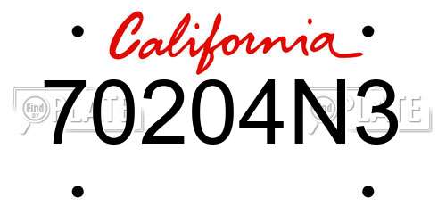 70204N3 California License Plate