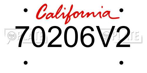 70206V2 California License Plate